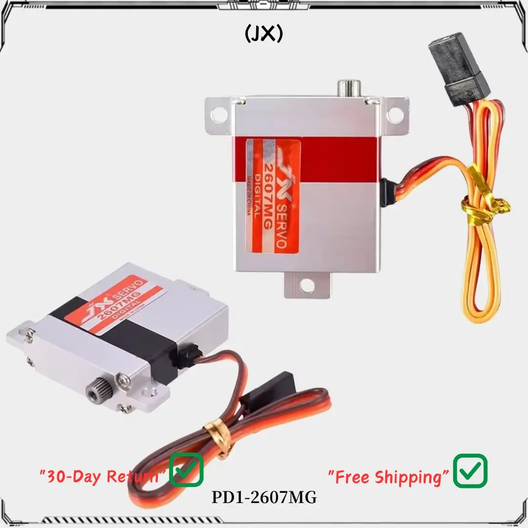 

JX Servo PDI-2607MG 7,2 кг 0,13 сек Цифровой цельнометаллический алюминиевый корпус Сервопривод крыла с двойным шарикоподшипником для RC Drone Glider