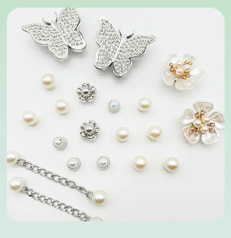 Modisches DIY Schuhblumen-Set Schuhschmuck Schmetterling Perlenblume Abnehmbare Kettenschnalle Kreative Schuhdekoration – Detail 2