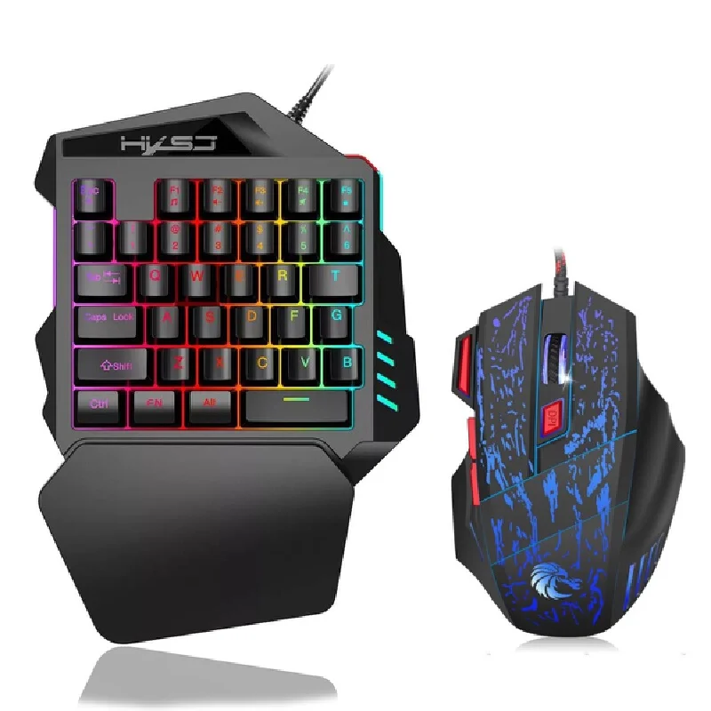 V100 No Brand 35 Keys Colorful Membrane Single Hand Gaming Keyboard Portable Bluetooth 4 1 Gaming Adapter For Pubg Mobile Gamers