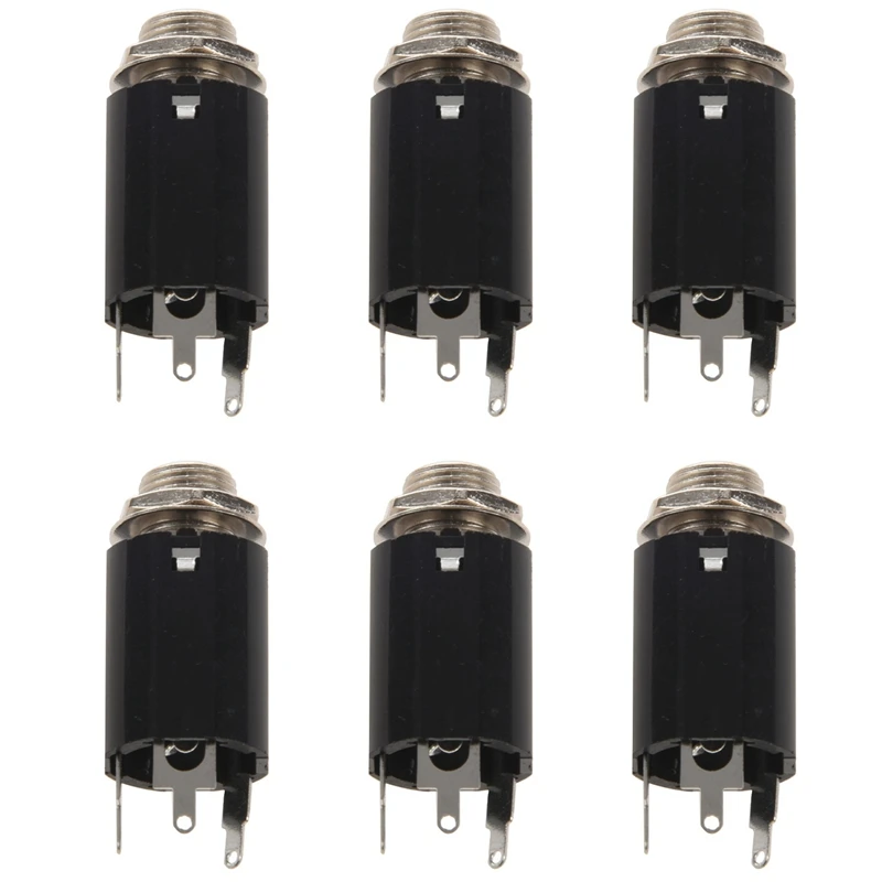 6Pc Nero Chitarra Endpin Jack 6.35 Ingresso per qualsiasi chitarra Eq Pickup Uscita Parti e accessori per chitarra