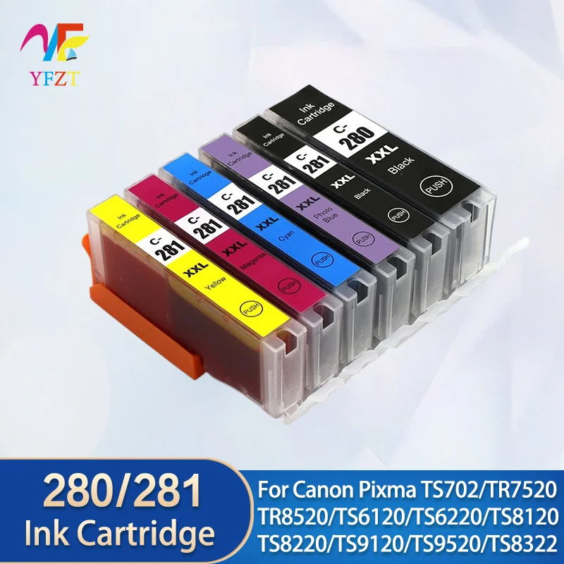 PGI-280 CLI-281 Compatible Ink cartridge For Canon PIXMA TS702 TR7520 TR8520 TS6120 TS6220 TS8120 TS8220 TS9120 TS9520 Printer