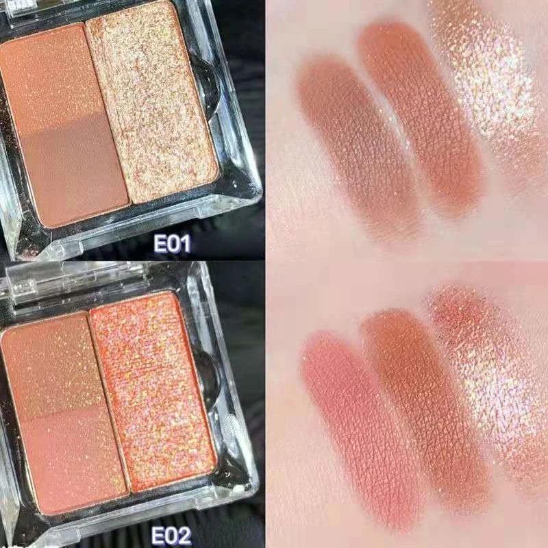 1/2PCS Colors Mashed Potato Sequins Eye Shadow Palette Peach Blossom Mini Portable Luminous Pearlescent Waterproof Eyeshadow