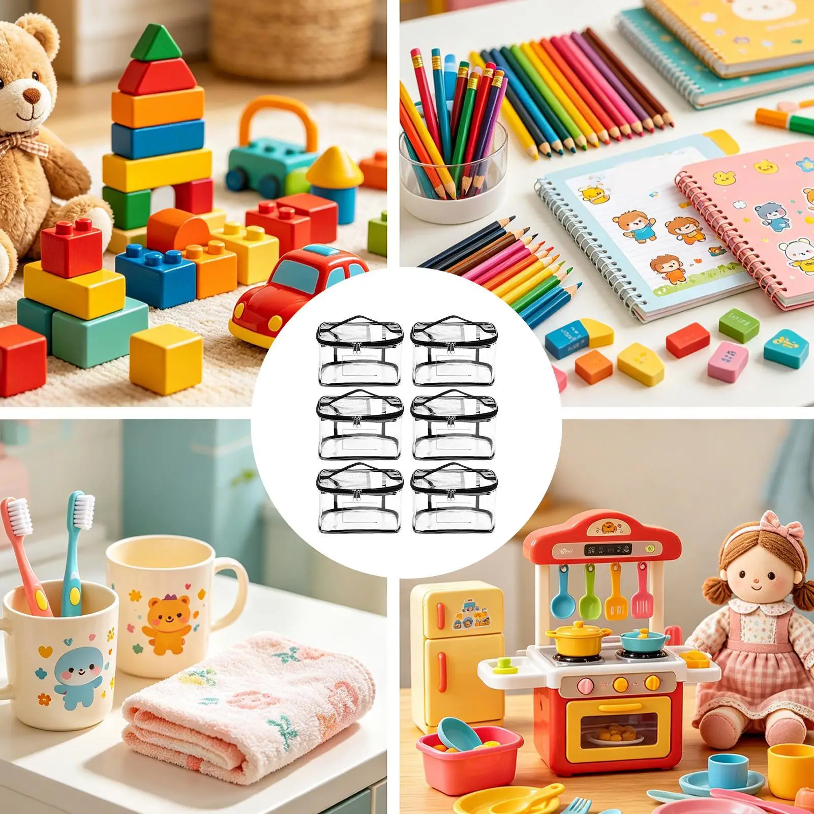 Toy Bags For Storage 6 Pieces Clear Puzzles Organizer Pouch With Label And Pocket Dustproof Toys Storage Bags For Nursery Home