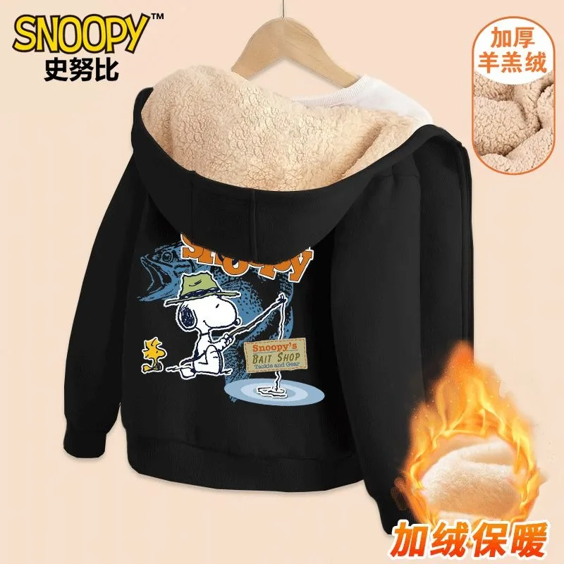

Бархатная теплая куртка Snoopy Lamb, свободная индивидуальная трендовая куртка для мальчиков на осень и зиму, бархатная утепленная верхняя куртка, подарок, оптовая продажа
