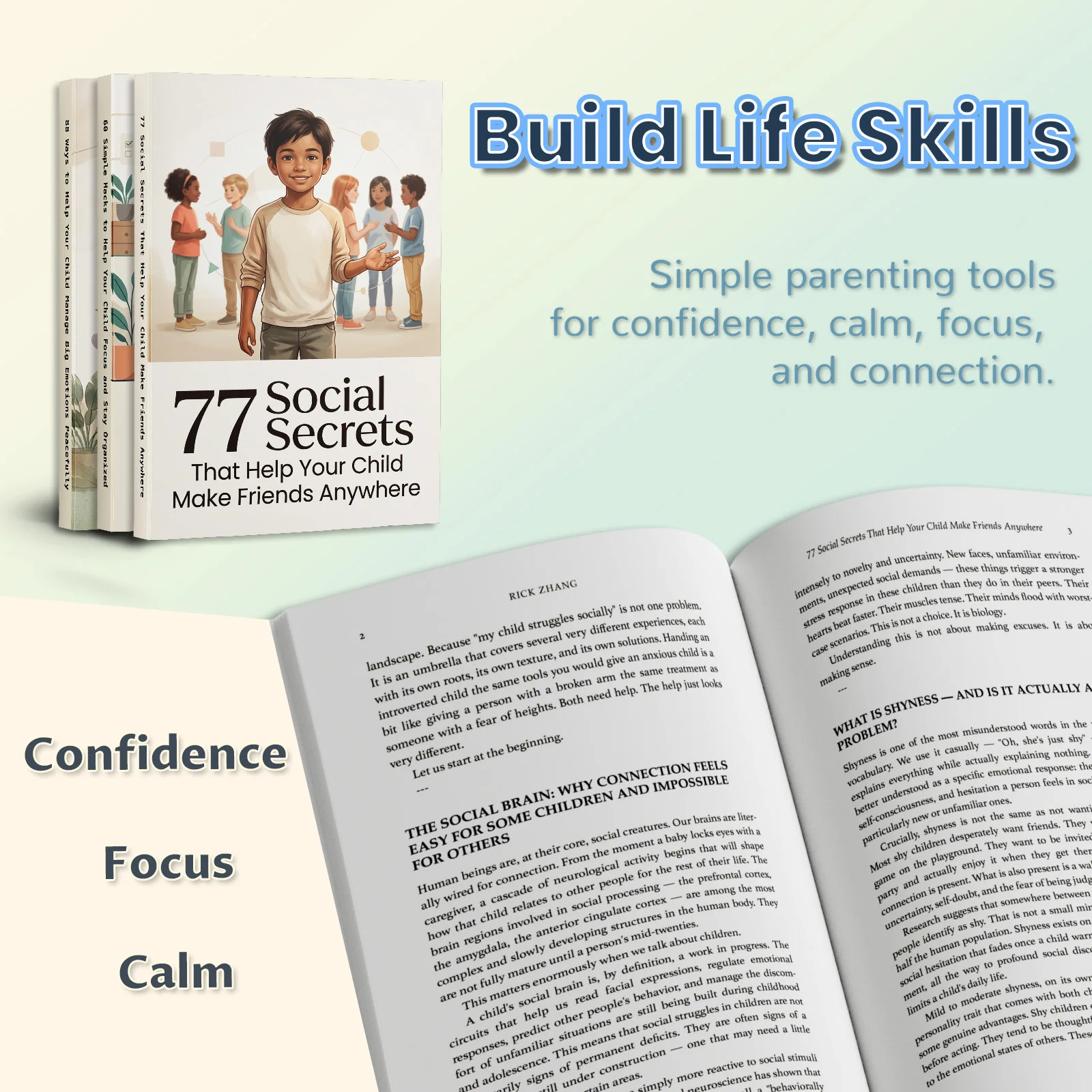 3-Book Calm, Focused, and Connected Parenting Guide Book Set, 88 Emotion Support Ideas, 60 Focus and Organization Tips