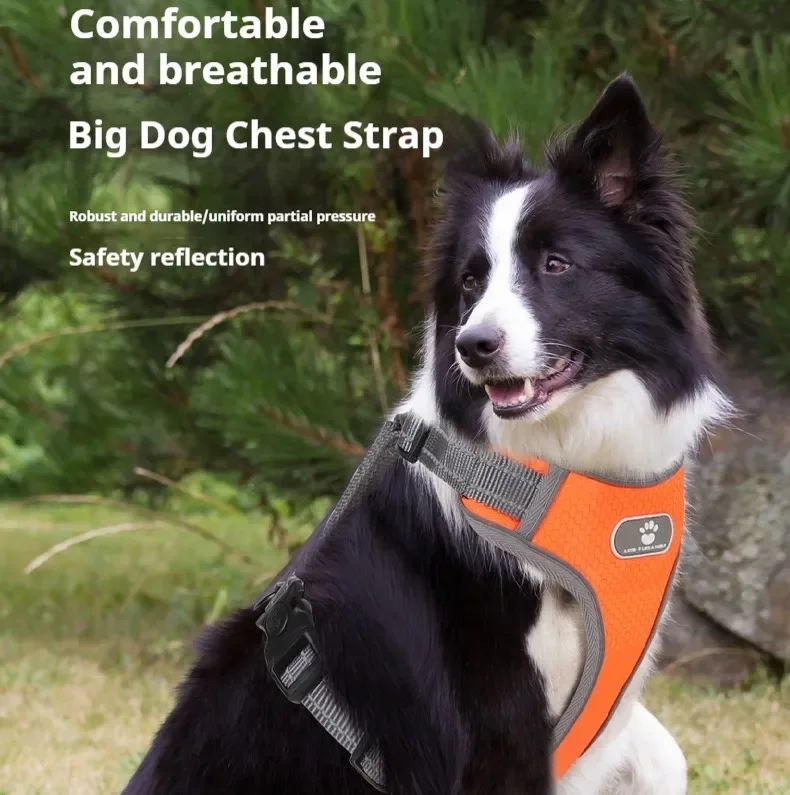 

Reflective No-Pull Dog Harness for Medium/Large Dogs-Padded Vest Chest Strap with Leash, Adjustable Breathable Pet Walking Gear