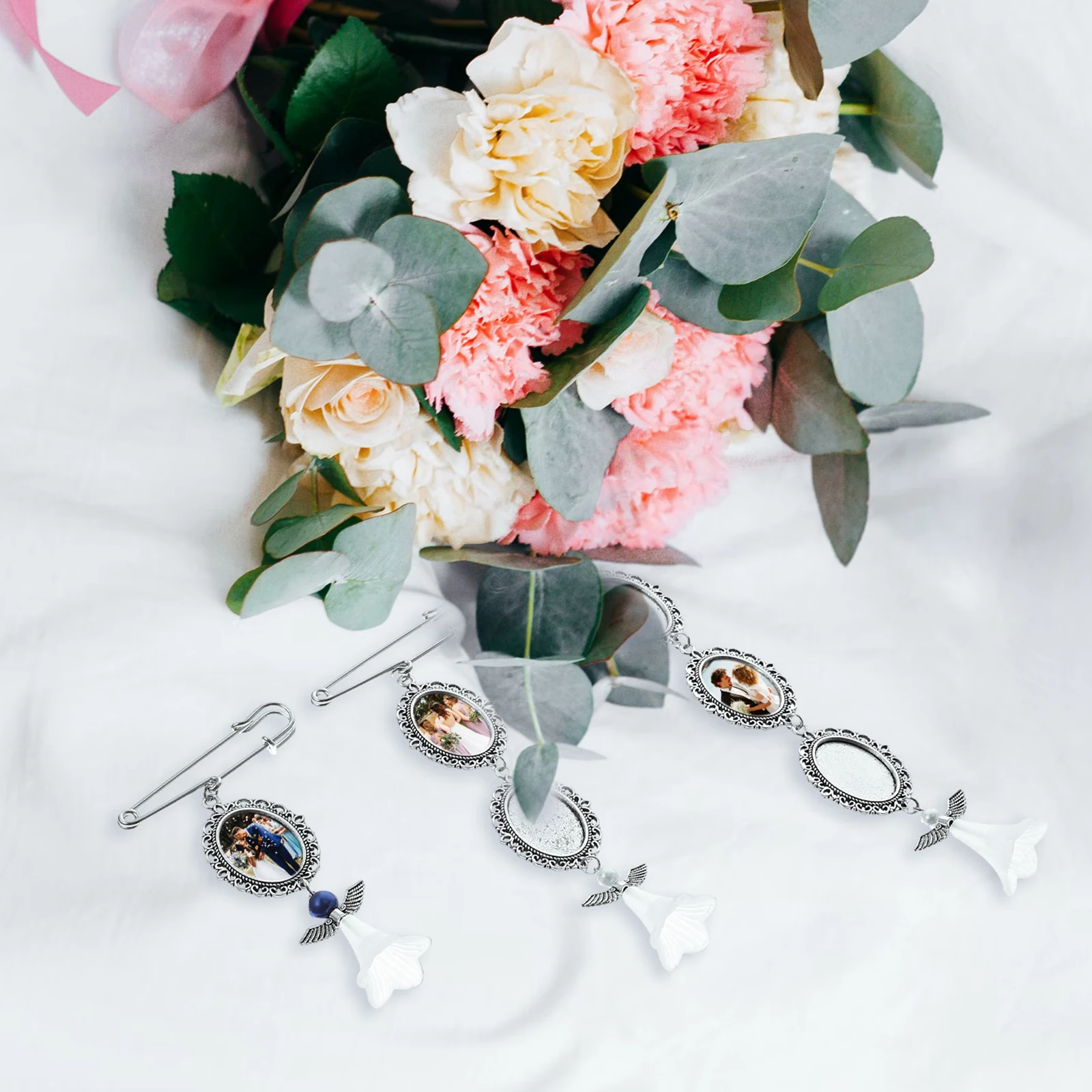 

3pcs Photo Frame Charms Memorial Picture Pendants For Wedding Bouquet Diy Jewelry Making Glass Alloy Pendant Settings Bracelet