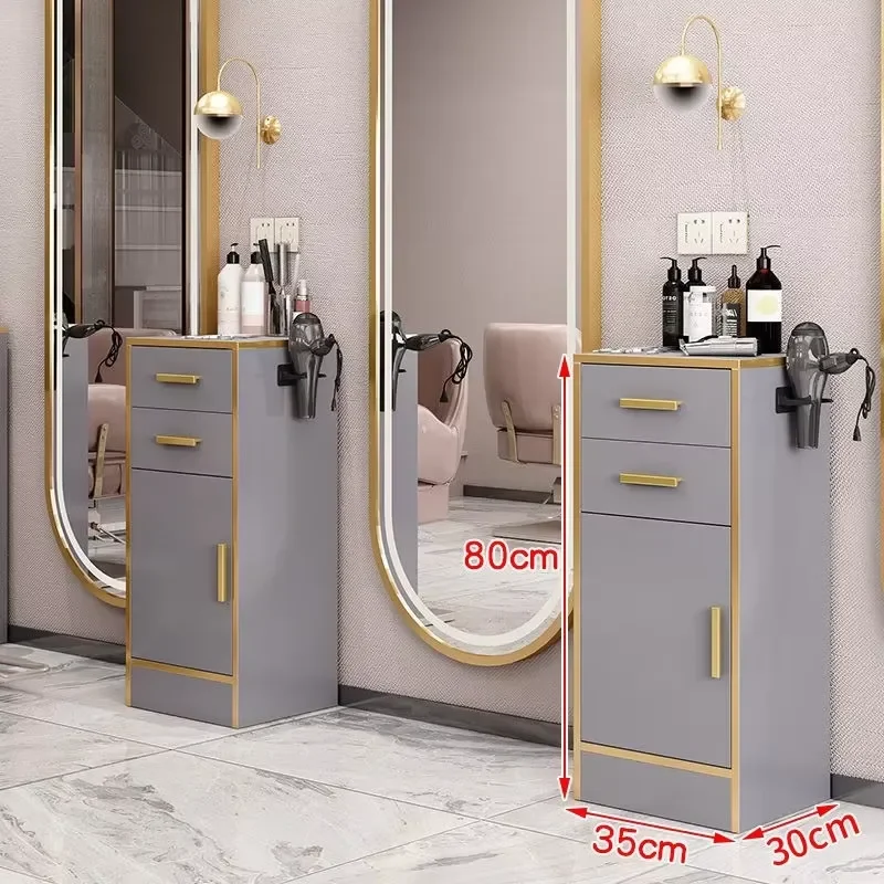 Hair Salon Special Standing Cutting Shelf Tool Table Solid Wood Multi-functional Hair Cabinet