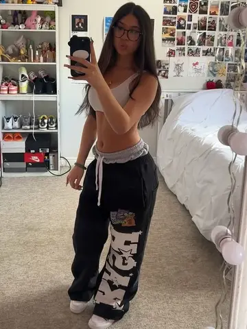 American Retro Double Layer Sweatpants Y2K Pants Men Women Hiphop Letter Patch Embroidery Oversized Sweatshirt Casual Jogg Pant