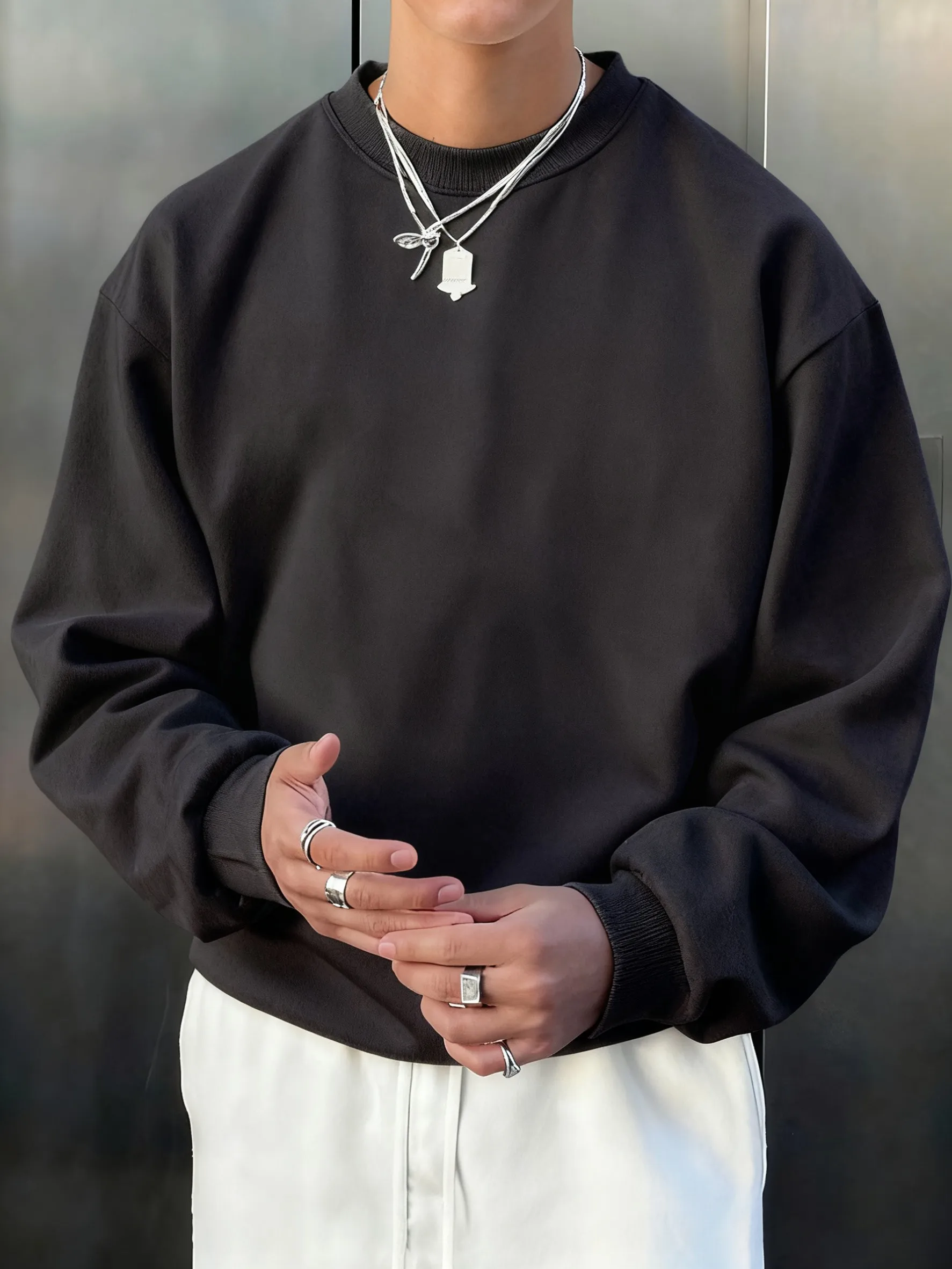 Herren-Fleece-Herbst-Top, Street-All-Match-Pullover, bequeme Basics, Sweatshirts, Sport, Freizeit, Sportbekleidung, tägliche weiche Kleidung – Detail 18