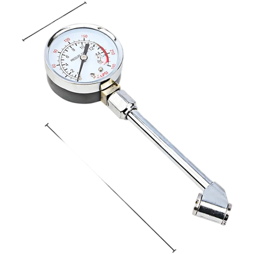 

Automotive Maintenance 60mm Diameter Dual Valve Gauge Automotive Tire Pressure Measurement Tool Metal Tire Gauge