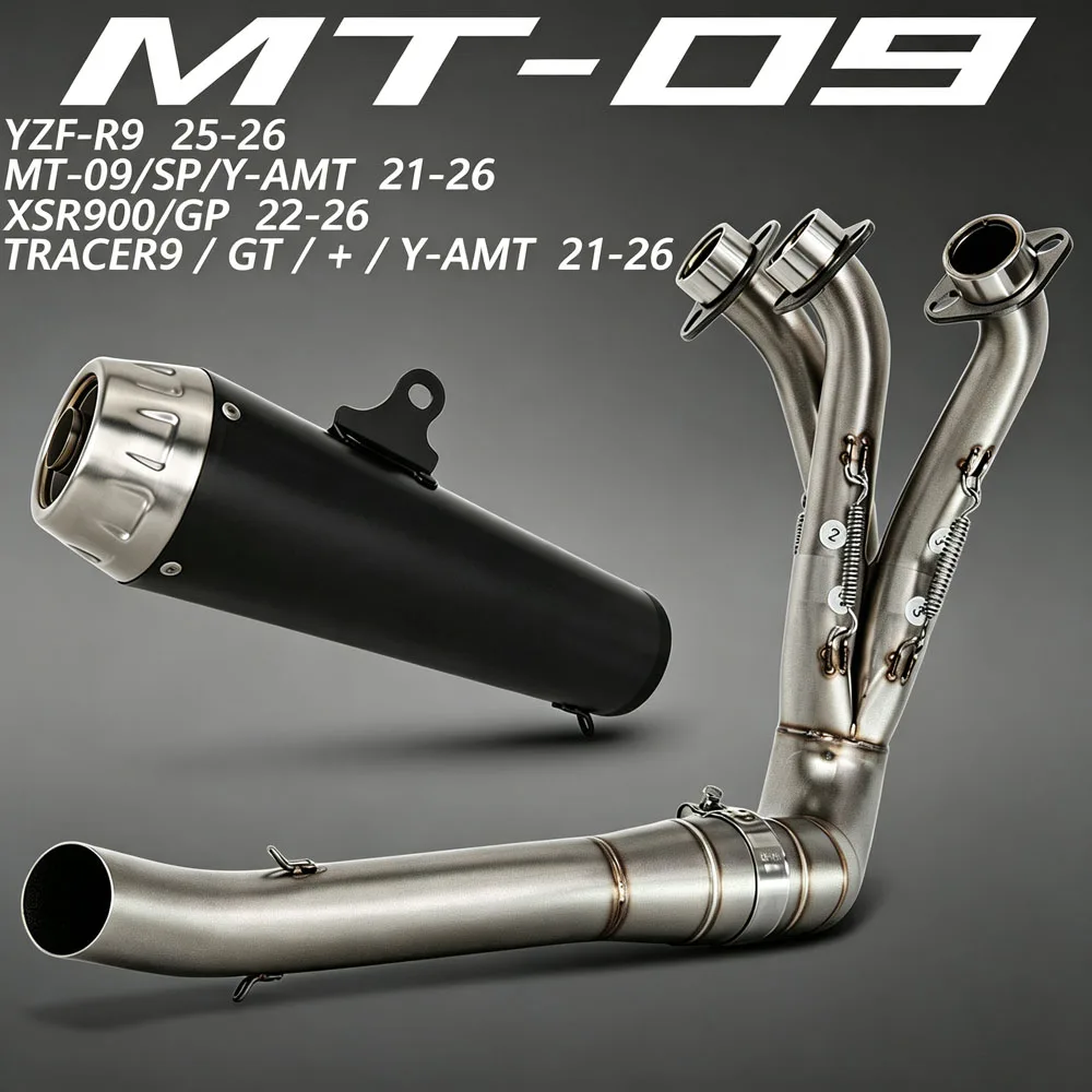 For Yamaha YZF-R9 MT-09/SP/Y-AMT FZ09 XSR900 XSR900GP Tracer9/GT/+ 2021-26 Sports Street Bike Full System Manifold With Muffler