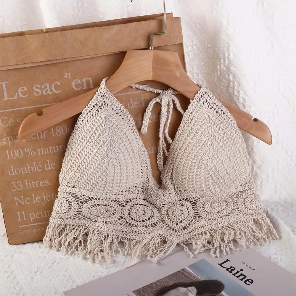 Party Beachwear Slim Hot Tops Short Women Crochet Swimsuit Knitted Bikinis Female Embroidery Camisole Bohemia Style Vest