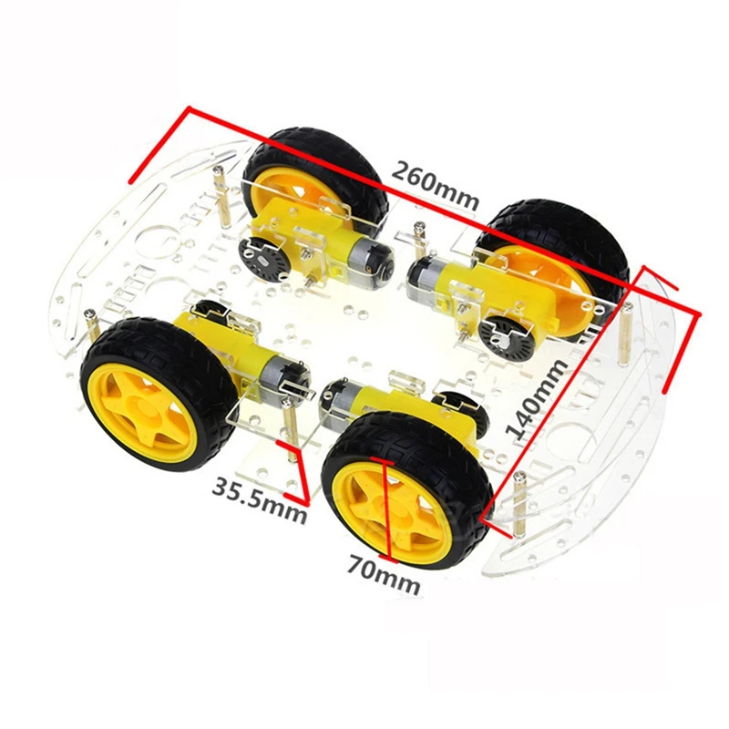 DIY Robot Smart Car Chassis Kit For Arduino Drive Controller Board Stepper Motor Speed Encoder, 4 Wheel And Battery Box