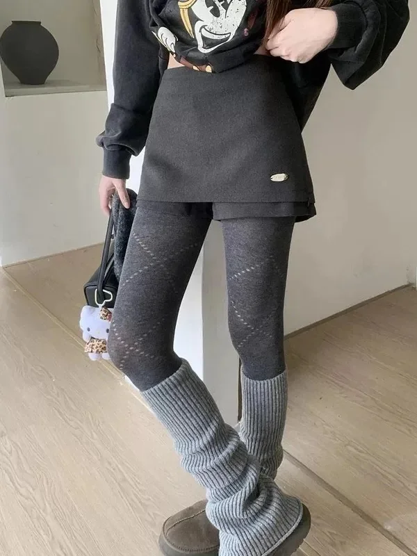 

Юбка А-силуэта с высокой талией, женская, корейская, шерстяная, средней длины, осенне-зимняя, новая модная, больших размеров, универсальная, стройнящая