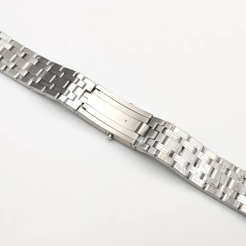 حزام ساعة رجالي من الفولاذ المقاوم للصدأ الصلب مقاس 20 مم، ومشبك قابل للطي، وقطع غيار حزام الساعة