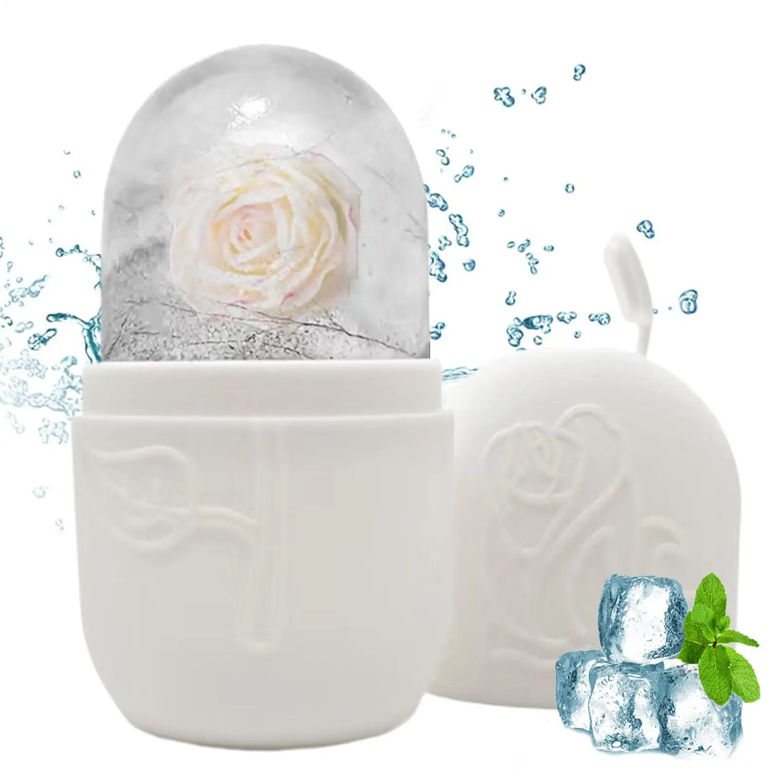 アイスローラー顔顔なだめるコールドマッサージャー引き締めリラクゼーション顔アイスローラーシリコーンアイスキューブ型旅行美容