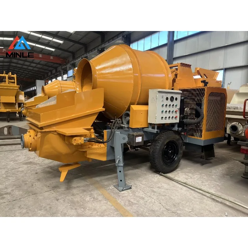 Minle Shandong Diesel Engine Pump Concrete Mixer 15M/H 350L 3000kg 5.5kw Motor 13.2KW High Efficiency Yellow 1 Year Reclaiming