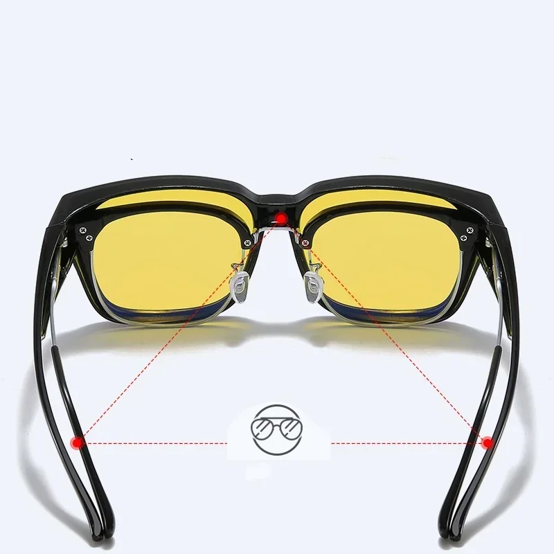 Photochromic Night Vision Glasses Goggles Shaeds for Men Women Night Driving Fit Over Glasses UV Protection Sunglasses