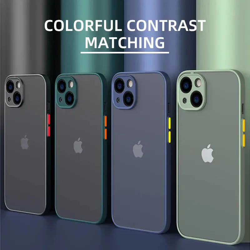 Matte Handy hülle für iPhone 13 12 11 14 Pro Max Mini Luxus Soft Silikon stoß feste Hülle für iPhone x xs max xr 15 7 8 plus se