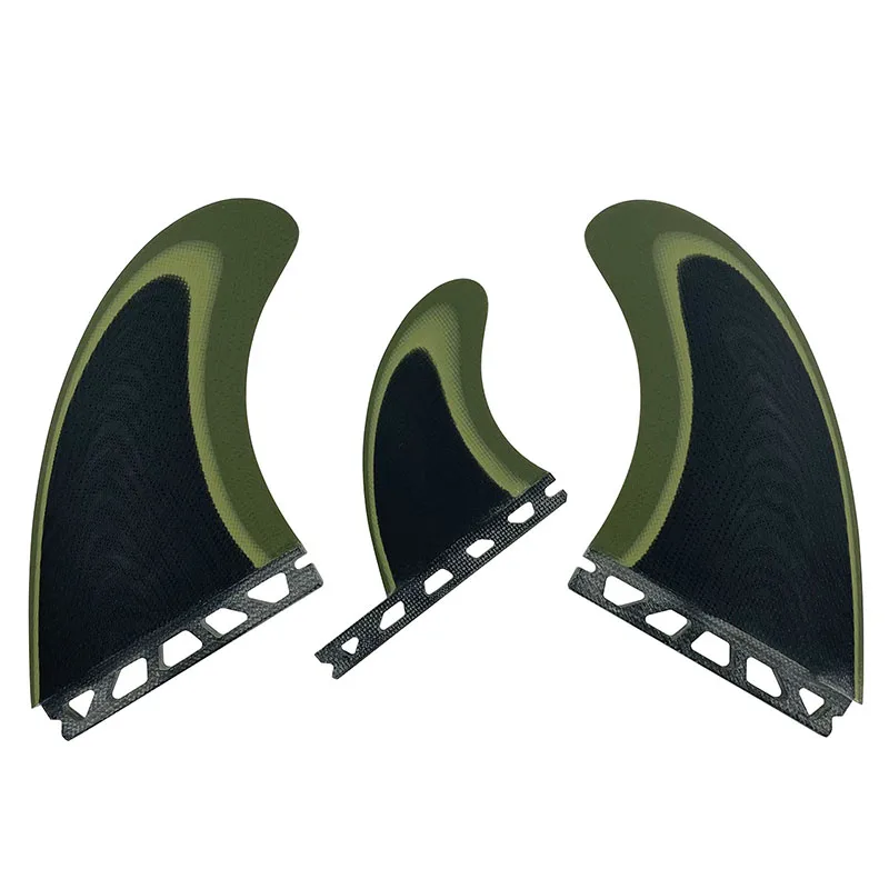 3PCS Thruster Surf Fins Set Fibreglass UPSURF Future Deep Green Professional Surfboard Tail Fins for Enhanced Performance