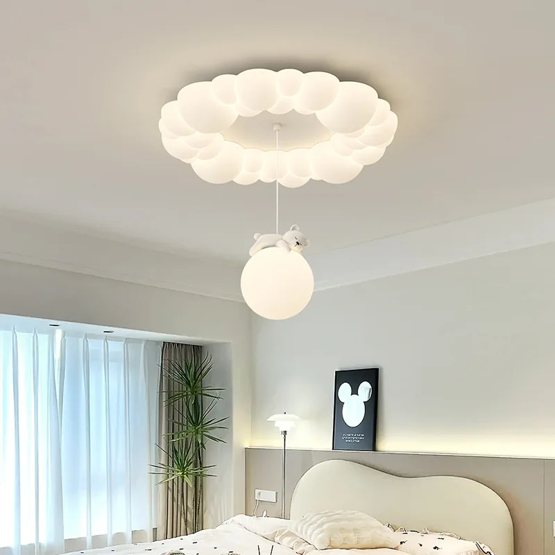 

Children's Room Cloud Ceiling Lights Bubble Cloud White Bear Light Modern Warm Baby Room Nursery Boy Girl Bedroom Ceiling Lamps