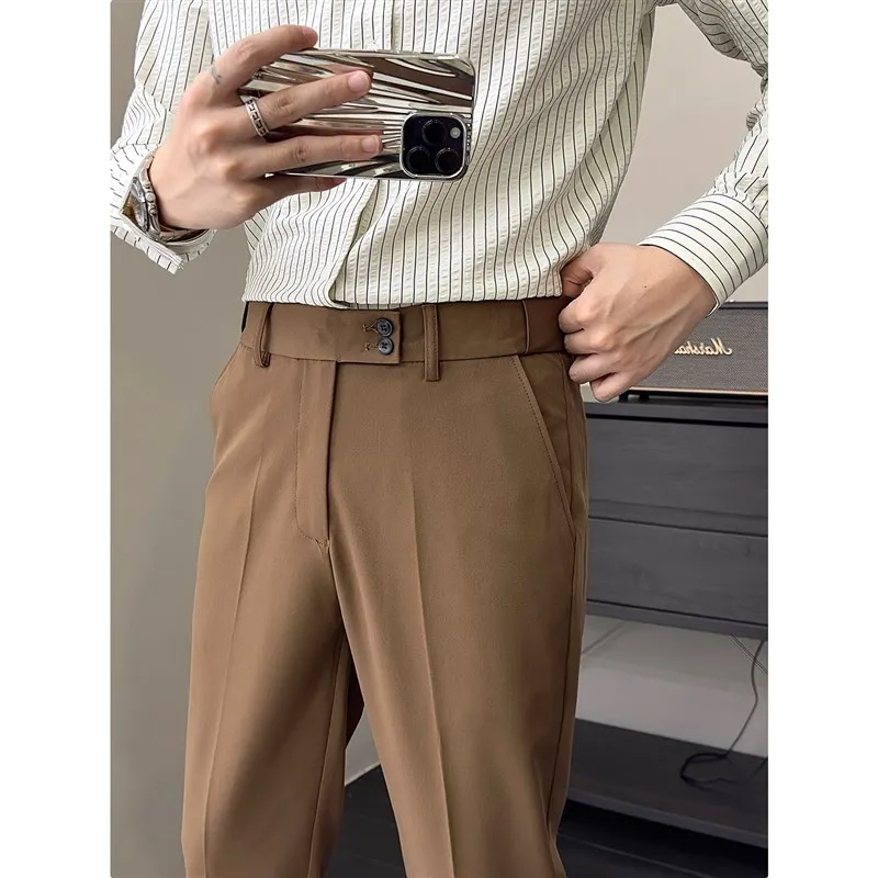 RiNe Men's Casual Pants Nine Points Business Suit Drapey Men's Spring Autumn Straight Leg Small Western Pants