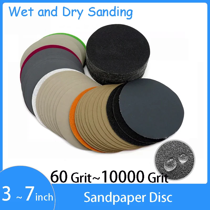 

10~50pcs Sandpaper Discs 3~7 Inch Waterproof Sandpaper Hook and Loop 60 ~ 10000 Grit for Drill Grinder Rotary Tools Sanding