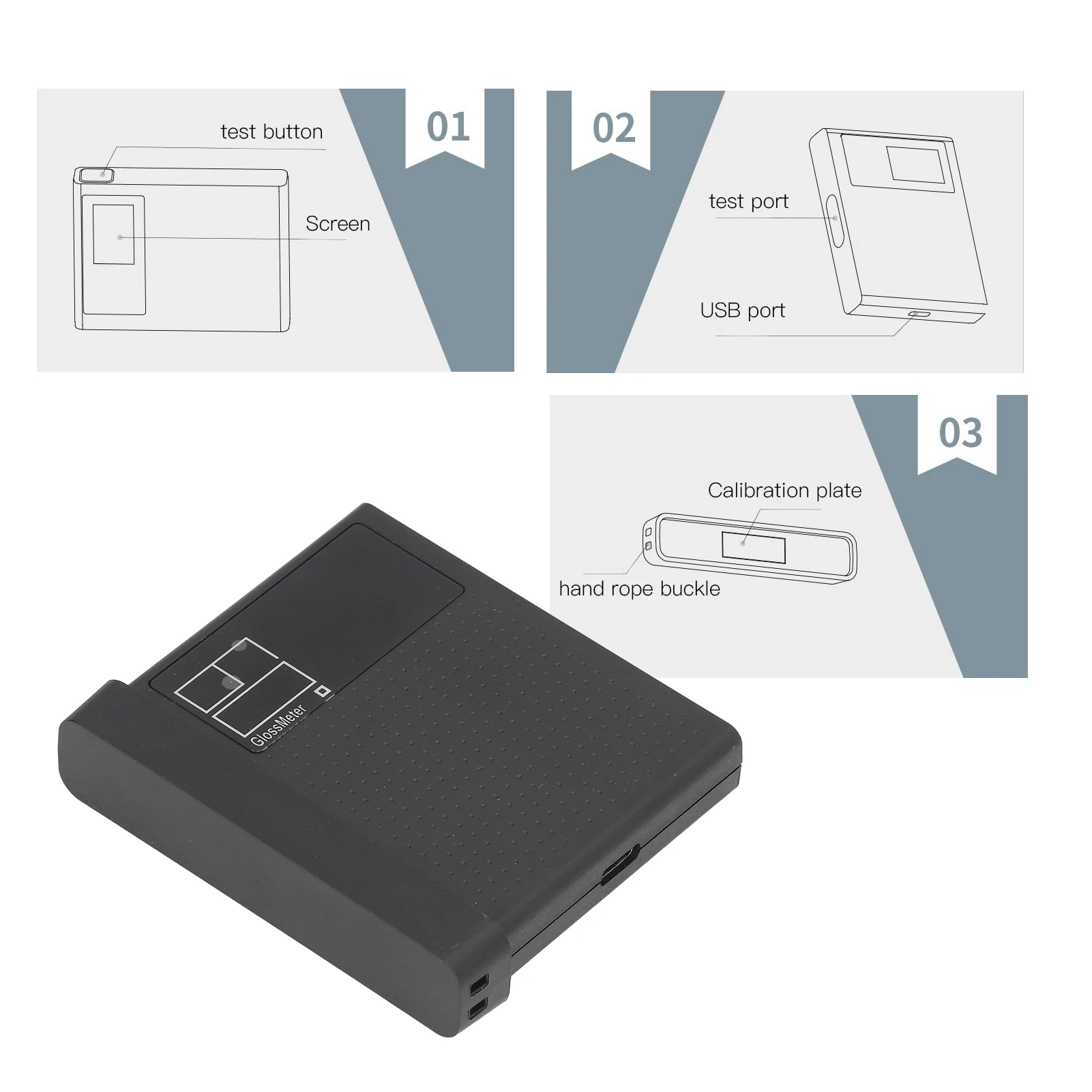 Medidor de brilho de pedra de alta precisão, medição inteligente multiuso em tempo real para indústria