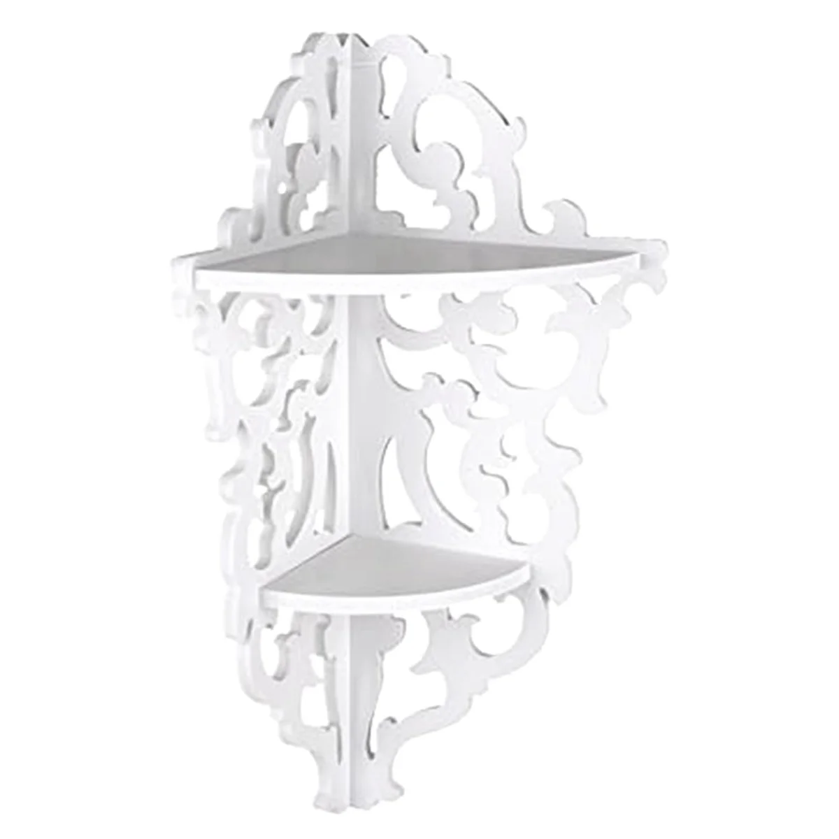 Corner Shelf 2 Tier Wall Mounted Carved Home Bathroom Corner Shower Storage Shelf Corner Display Rack for Decoration