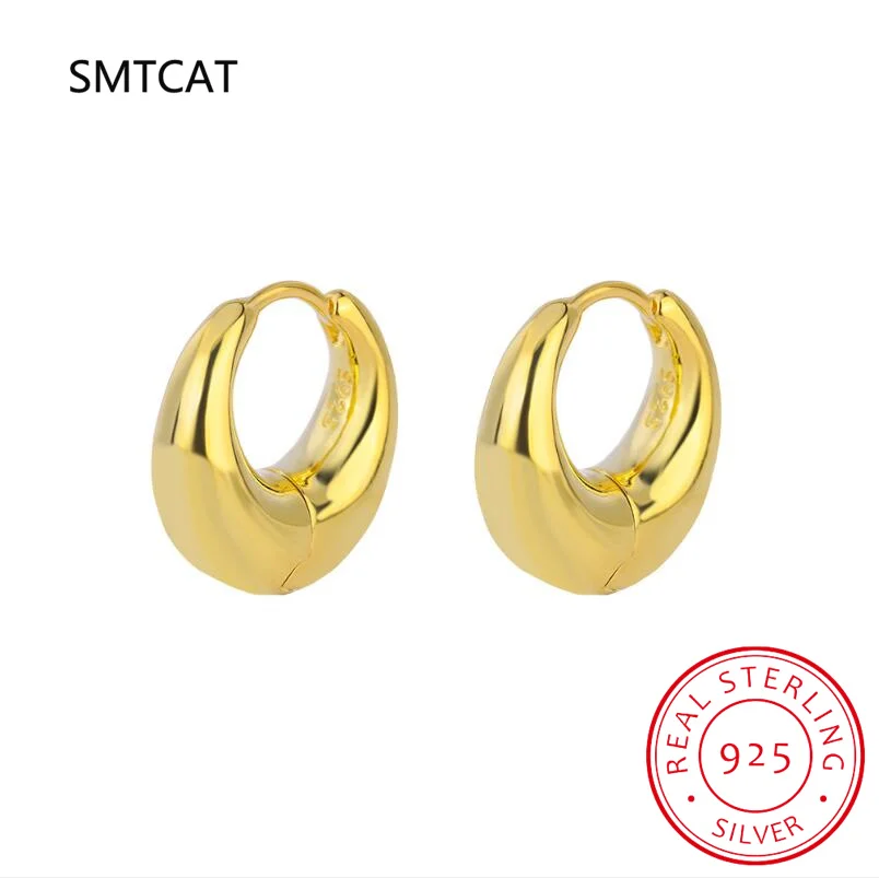 

Real 925 Sterling Silver 14K Gold Vintage Water Drop Hoop Earrings For Women Simple Personality Fine Jewelry Accessories