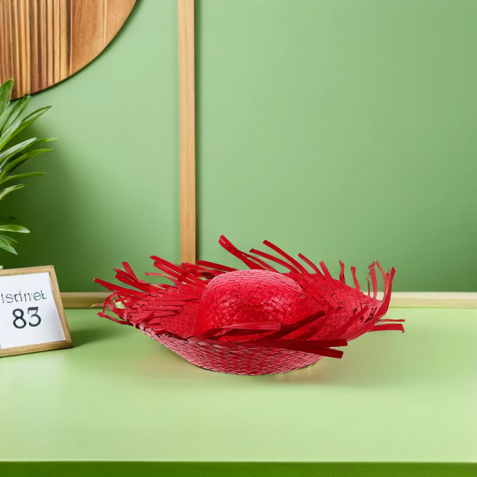 

2Pcs Hawaiian Beach Hat Woven Palm Leaf Sunshade Lightweight Travel Straw Bucket Hat Tropical Party Luau Vacation