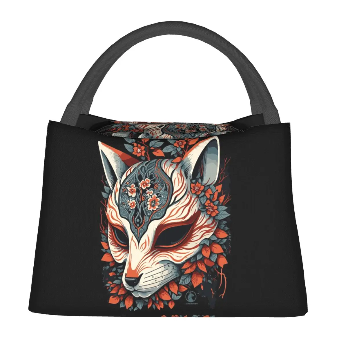 Kitsune Mask Kitsune Kamen Fox Lunch Bags Insulated Bento Box Lunch Tote Picnic Bags Cooler Thermal Bag for Woman Kids Travel