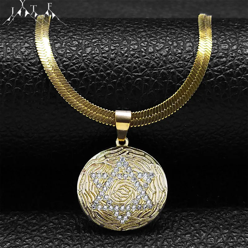 

Magen Star of David Zircon Pendant Necklace for Women Stainless Steel Judaica Hexagram Clavicle Necklaces Jewelry Gifts NFFXXS05