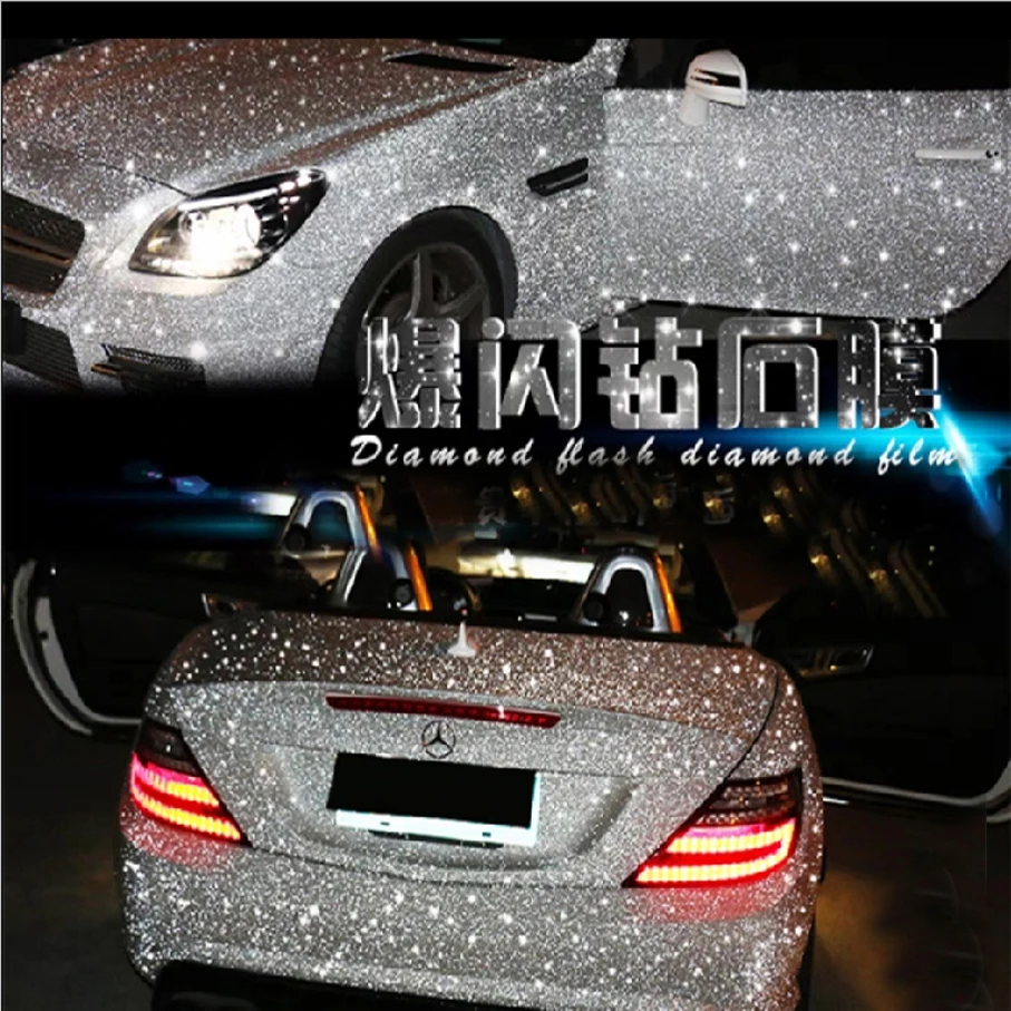 50x500cm Car Glitter Flash Stickers Crystal Silver for Car Exterior Accessories Mobile Phone Stickers Tablet Notebook Color Film