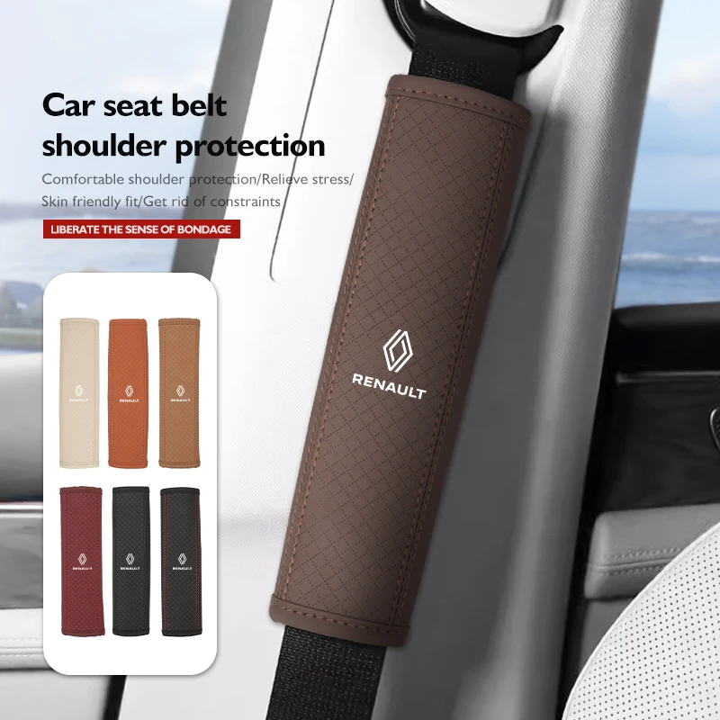 Leather Car Seat Safety Belt Shoulder Strap Pad Protection Cover For Renaul Koleos Kadjar Scenic Megane Sandero Grand Sill