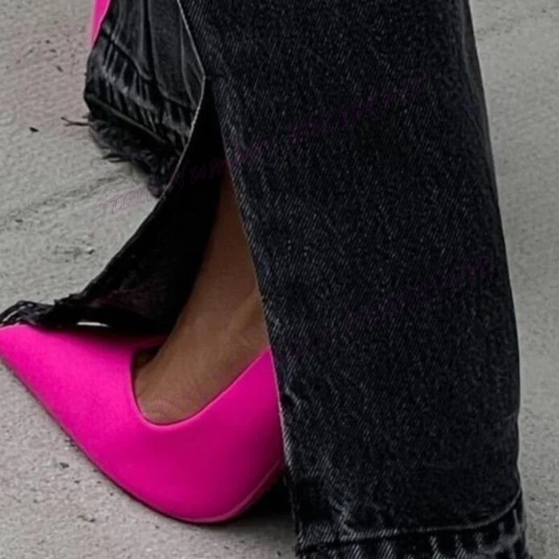 

Rose Red Pointed Toe Sexy Pumps Shallow Wedding Evening Party Shoes for Women Thin High Heels Shoes 2024 Zapatos Para Mujere