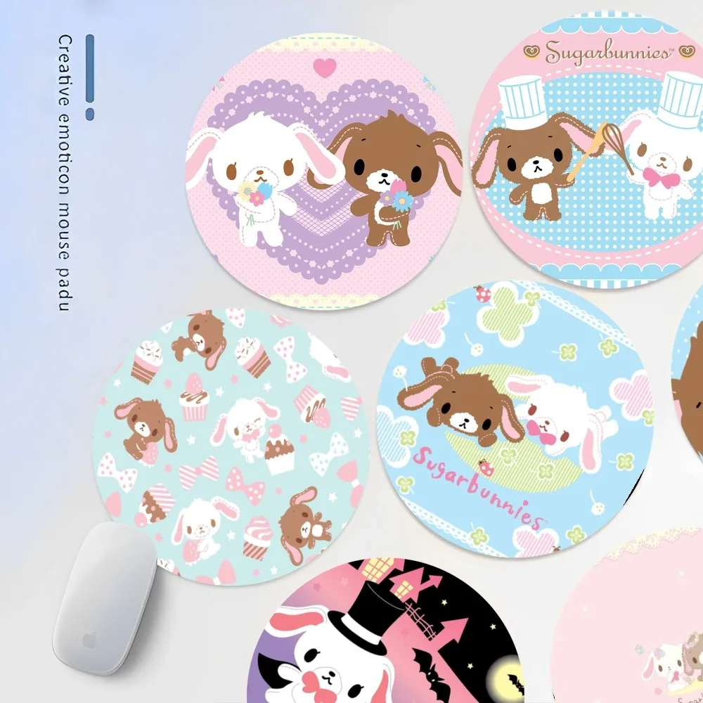 Cute S-Sugarbunnies-SSmall Round Office Student Gaming Thickened Writing Pad Non-slip Cushion Mouse Pad for PC Computer Table