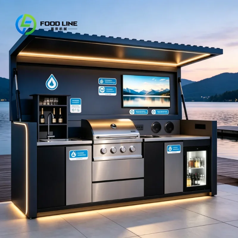 Custom Outdoor Cooking Station Weather Resistant Pergola Durable Stainless Steel BBQ Grill Pizza Oven for Outdoor Cooking