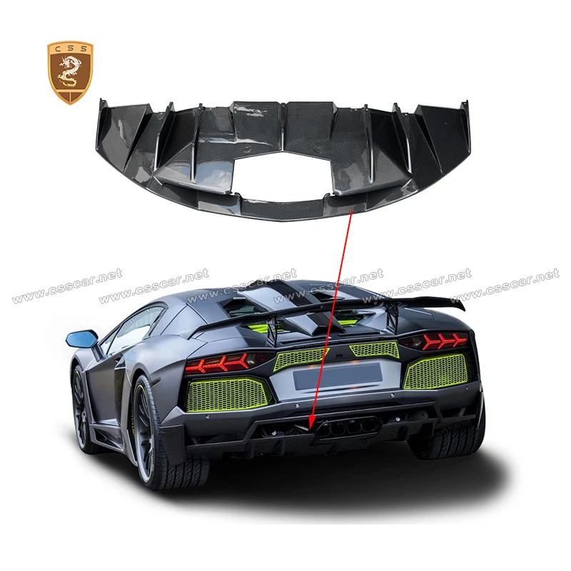 For Lambor LP700 Aventador 2011-2019 refit Vors Style 3K Twill Carbon Fiber Car Bumper Rear Diffuser Lip Spiltter Spoilers