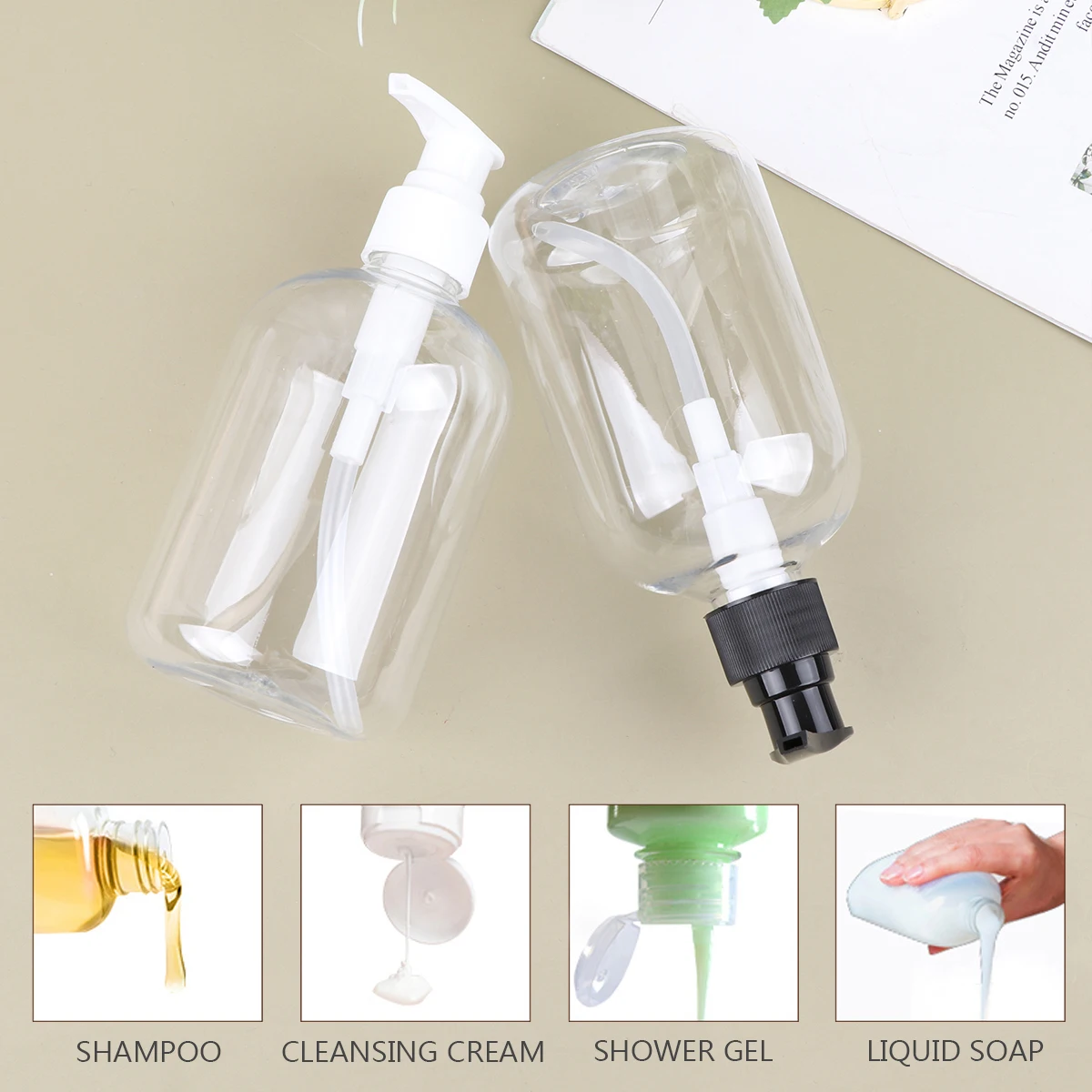 

6pcs 350Ml Liquid Soap Bottles Empty Dispenser Press Pump Refillable Cleaning Gel Container Spiral Tip Bottle Home