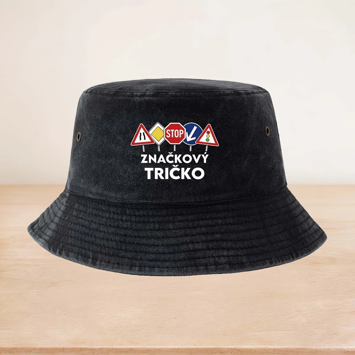 A Bucket Hat with a Traffic Sign 