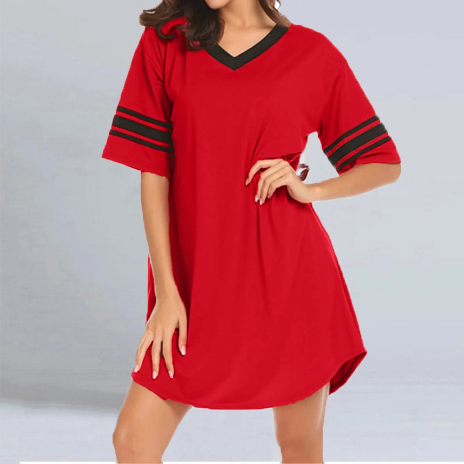 Camisón de manga corta para mujer, ropa de dormir Sexy, conjunto de pijamas de Navidad