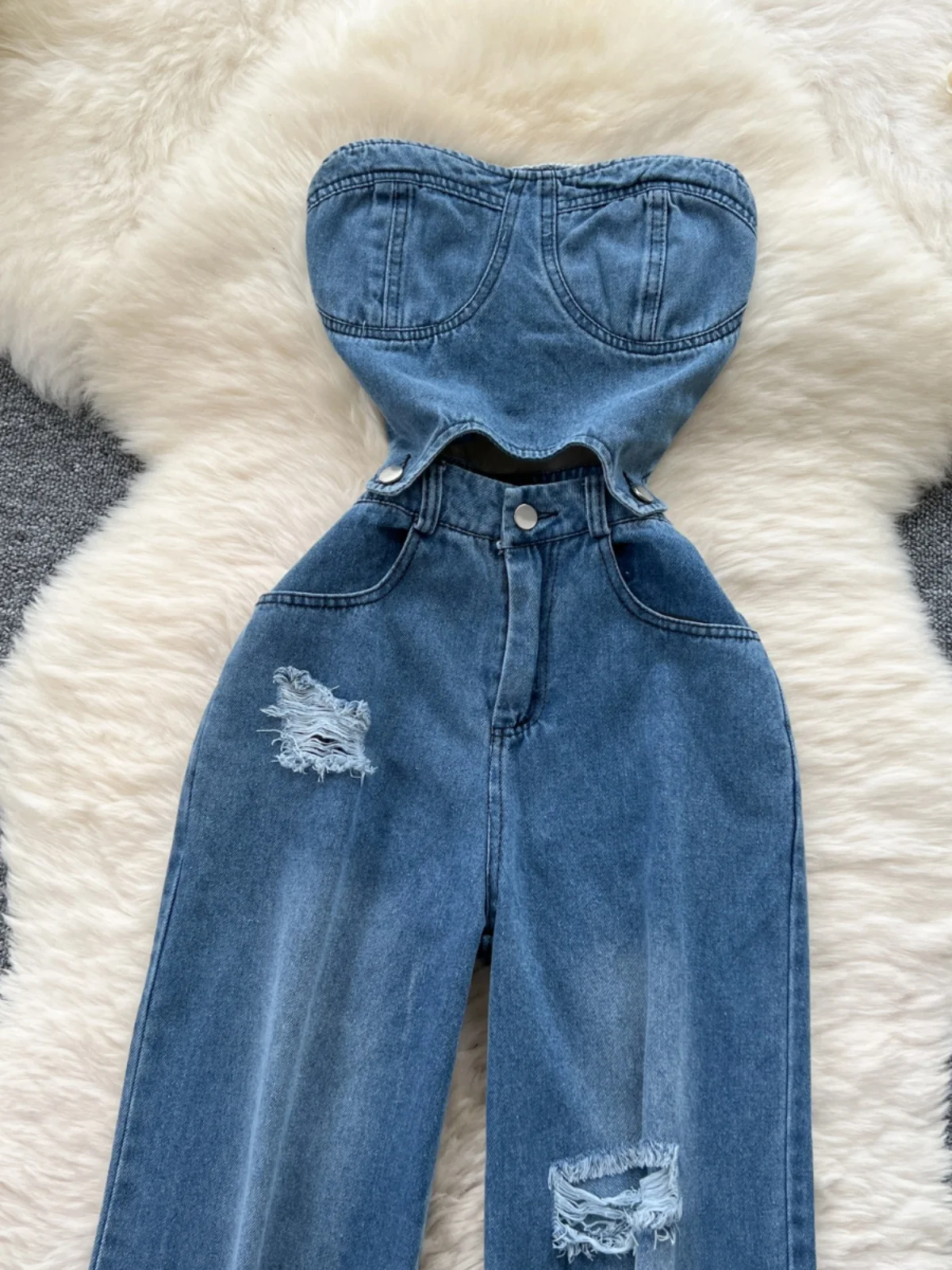 Hollow Out Jumpsuits Hole Denim Jumpsuit Woman Sleeveless Women Pants Casual One Pieces Summer 2025 New Design Ropa Mujer