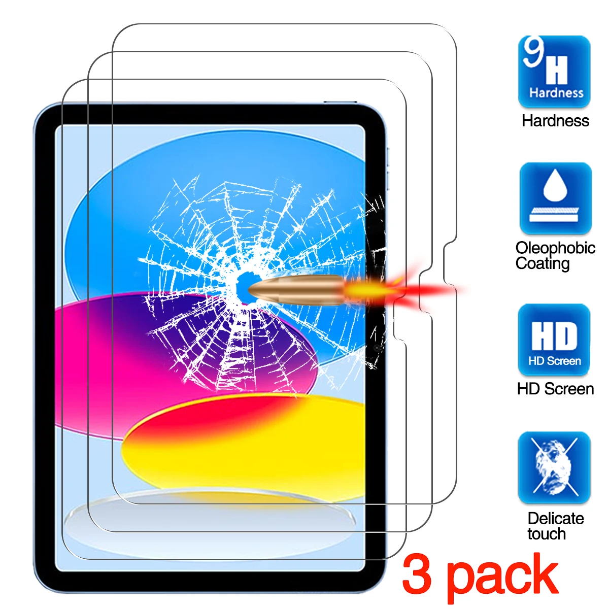 

For Apple New iPad 10th Generation Screen Protector 10.9 inch 2022 Anti Fingerprint Tempered Glass Apple Pencil Compatible