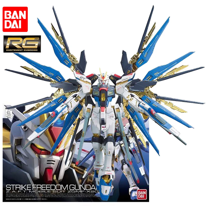 In Stock BANDAI RG 1/144 ZGMF-X20A Strike Freedom Gundam Anime Action Figures Assembly Model Collection Toy