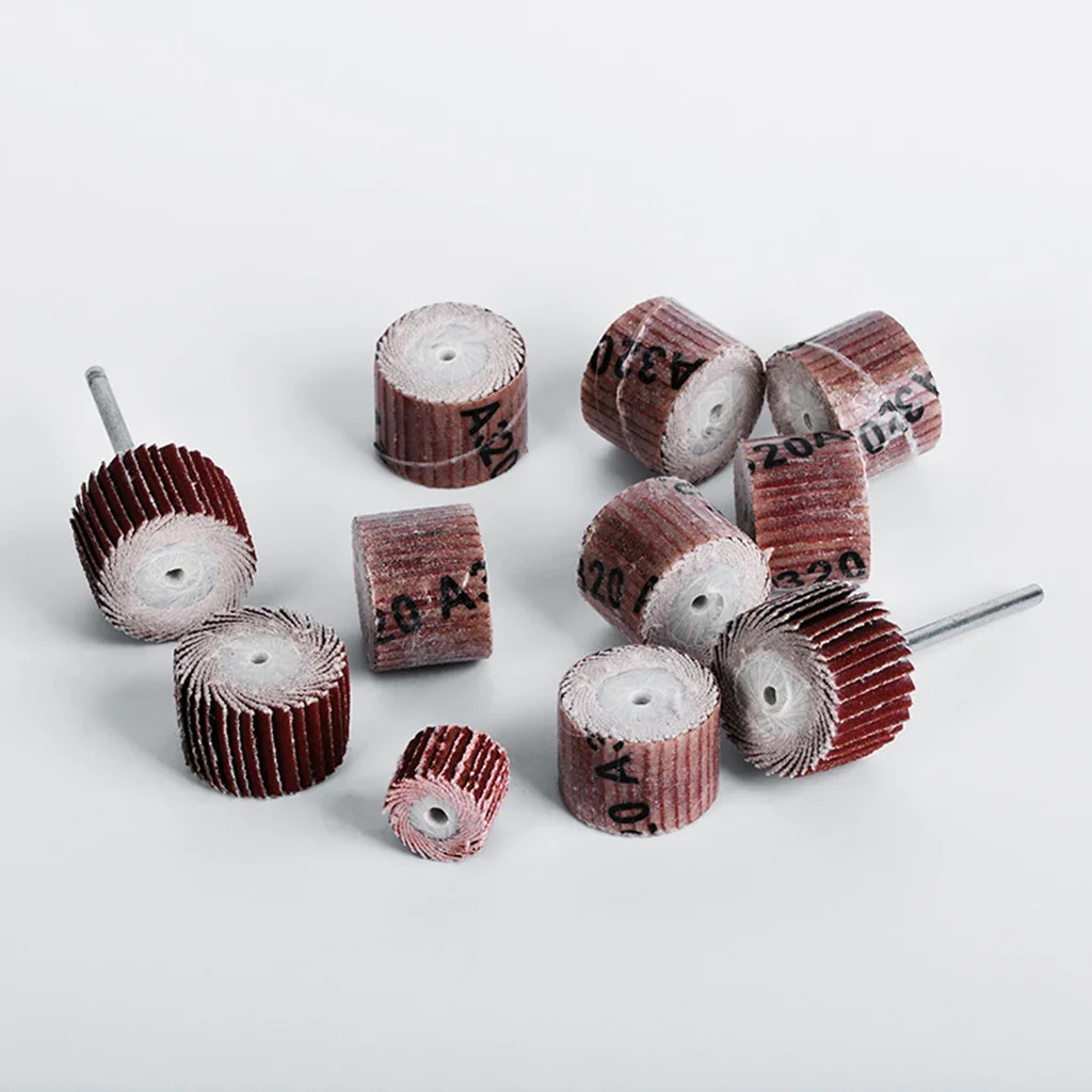 10Pcs 3mm Shank Flap Wheel Bits for Metal Rust Removal Wood Carving Hardware Polishing Grinding Rotary Tool 120-600# Grit