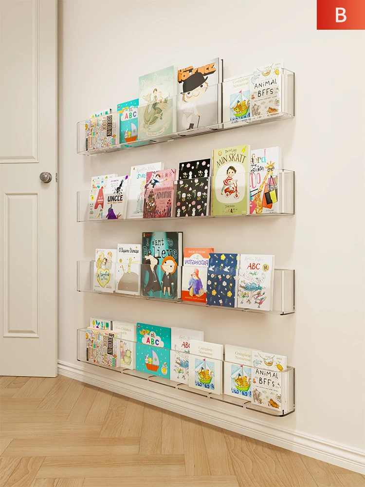 

Children's Bookshelf Acrylic Picture Book Display Stand Wall Behind the Door Reading Magazine Storage Wall Hanging Bookshelf