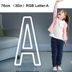 76cm Large LED Letter RGB Lights Sign 26 Alphabet Light Up Letters Sign for  Wedding Birthday Party  Home Bar Decoration