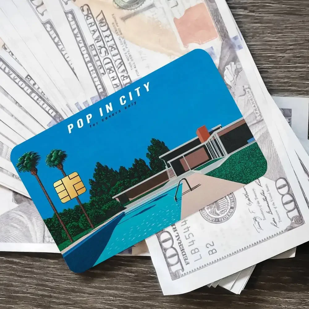 Hiroshi Nagai Waporwave اليابان شاطئ مدينة الصيف المشارك الائتمان الجلد غطاء بطاقة ملصقات 4 قطعة فيلم حافلة تمرير الجبهة الديكور البنك